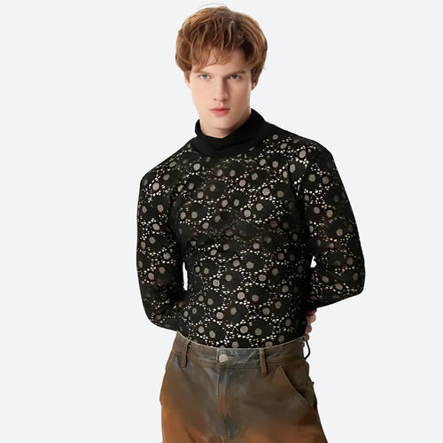 Litlookz Studio Polka Dots Lace Sheer Top