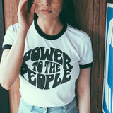 Litlookz Studio Power to the People Ringer Tee, view 3