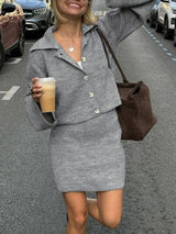 Litlookz Studio Preppy Knitted Cardigan & Mini Skirt Two Piece Set, view 3