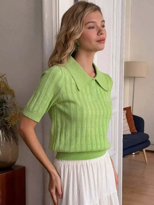 Litlookz Studio Preppy Polo Knit Top