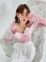 Litlookz Studio Puff Shoulder Bow Crop Top, view 5
