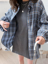 Litlookz Studio Y2K Puff Sleeve Plaid Shirt, view 2