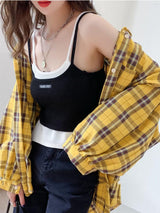 Litlookz Studio Y2K Puff Sleeve Plaid Shirt, view 5