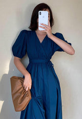 Litlookz Studio Puff Sleeve Wrap Midi Dress, view 2