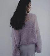 Litlookz Studio Puff Sleeved Mesh Knit Sweater, view 2