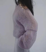 Litlookz Studio Puff Sleeved Mesh Knit Sweater, view 3