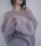 Litlookz Studio Puff Sleeved Mesh Knit Sweater, view 4