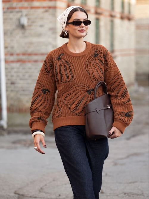 Litlookz Studio Pumpkin Jacquard Sweater