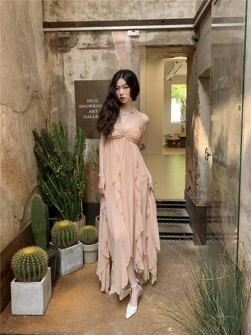 Litlookz Studio Pure Backless Chiffon Midi Dress