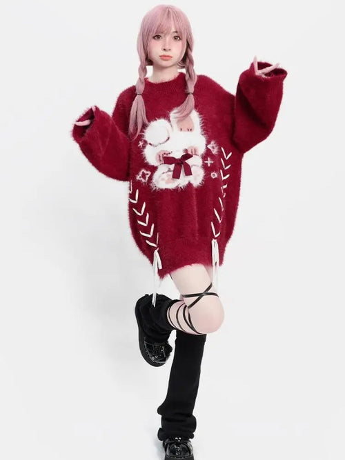 Litlookz Studio Rabbit Fluffy Xmas Sweater