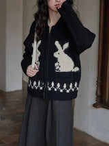 Litlookz Studio Rabbit Knitted Zip Cardigan, view 2
