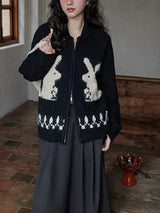 Litlookz Studio Rabbit Knitted Zip Cardigan, view 3
