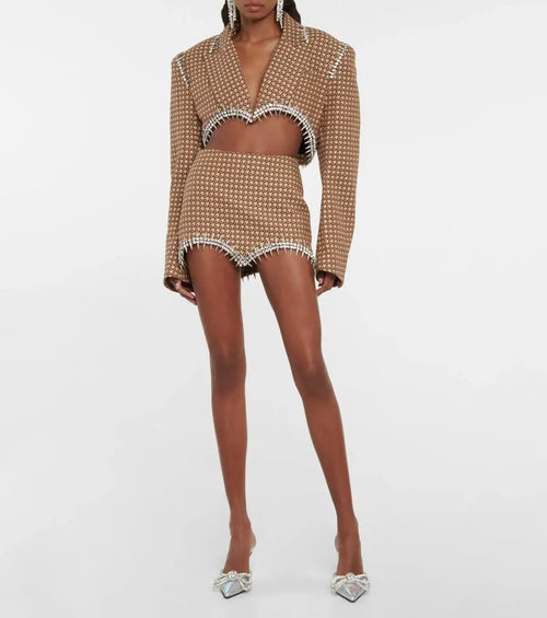 Litlookz Studio Rhinestone Blazer & Skirt Two Piece Set