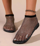 Litlookz Studio Rhinestone Fishnet Ballerina Flats, view 3
