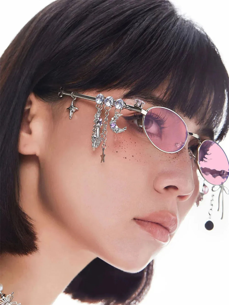 Litlookz Studio Rhinestone Oval Glasses