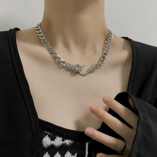 Litlookz Studio Rhinestone Snake Necklace