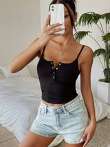 Litlookz Studio Ribbed Button Cami Top, view 4