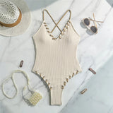Litlookz Studio Ribbed Plunge One Piece Swimsuit, view 5