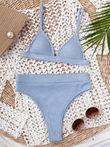 Litlookz Studio Ribbed Triangle Bikini Set, view 3