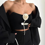 Litlookz Studio Rose Detail Strapless Top, view 2