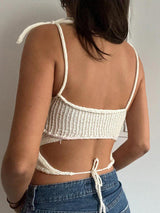 Litlookz Studio Rose Detailed Knitted Crop Top, view 2