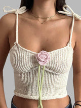 Litlookz Studio Rose Detailed Knitted Crop Top, view 3