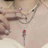 Litlookz Studio Rose Shaped Stoned Necklace, view 2