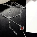 Litlookz Studio Rose Shaped Stoned Necklace, view 4