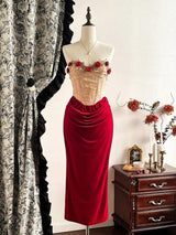 Litlookz Studio Rose Velvet Corset Midi Dress, view 6