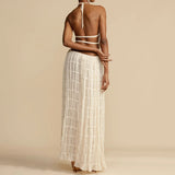 Litlookz Studio Ruched Backless Top & Maxi Skirt Two Piece Set, view 2