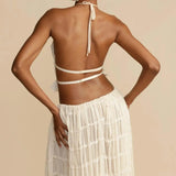 Litlookz Studio Ruched Backless Top & Maxi Skirt Two Piece Set, view 4