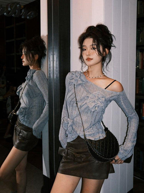Litlookz Studio Ruched Flower Top