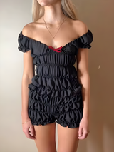 Litlookz Studio Ruched Off Shoulder Top & Shorts Two Piece Set, view 5