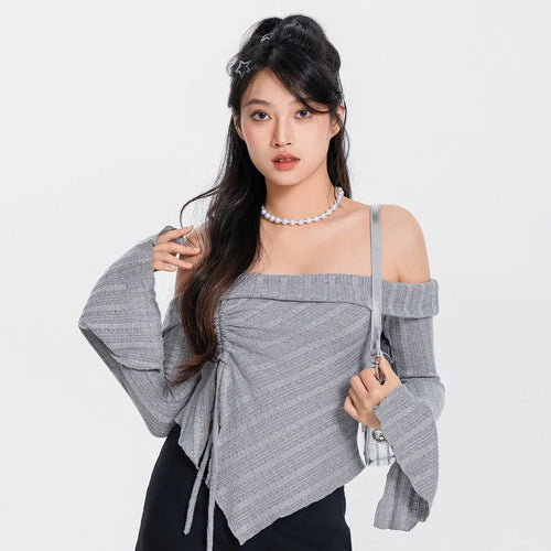 Litlookz Studio Ruched Off Shoulder Top