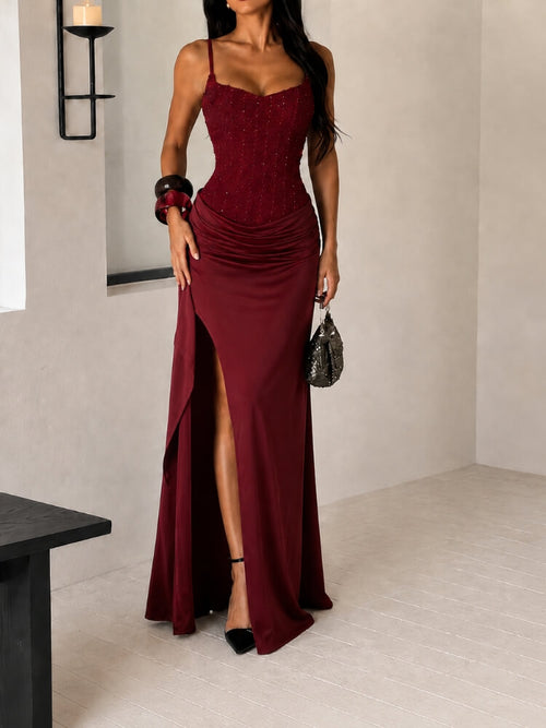 Litlookz Studio Ruched Satin Maxi Dress