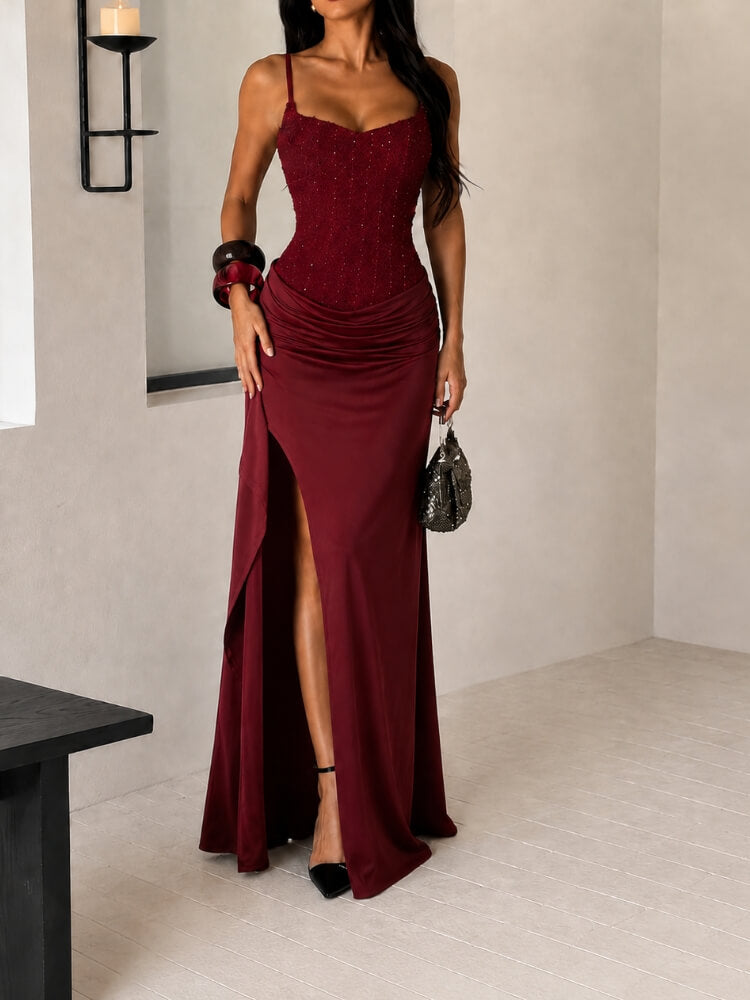 Litlookz Studio Ruched Satin Maxi Dress