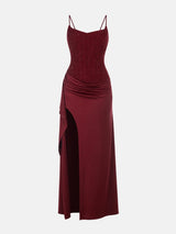 Litlookz Studio Ruched Satin Maxi Dress, view 3