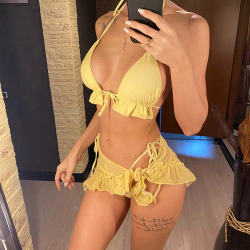 Litlookz Studio Ruffle Triangle Bikini Set