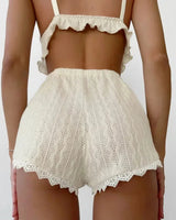 Litlookz Studio Ruffled Crop Top & Lace Trim Shorts Two Piece Set, view 4