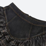 Litlookz Studio Ruffled Denim Mini Skirt, view 4