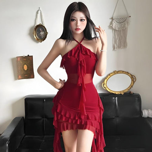 Litlookz Studio Ruffled Halter Neck Mini Dress
