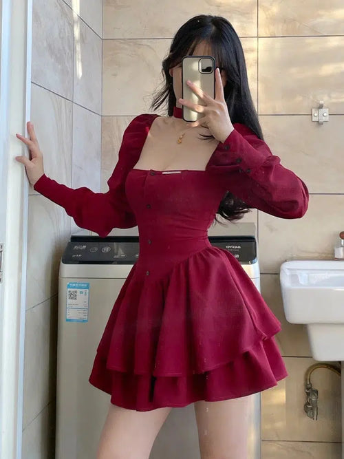 Litlookz Studio Ruffled Layered Corset Mini Dress