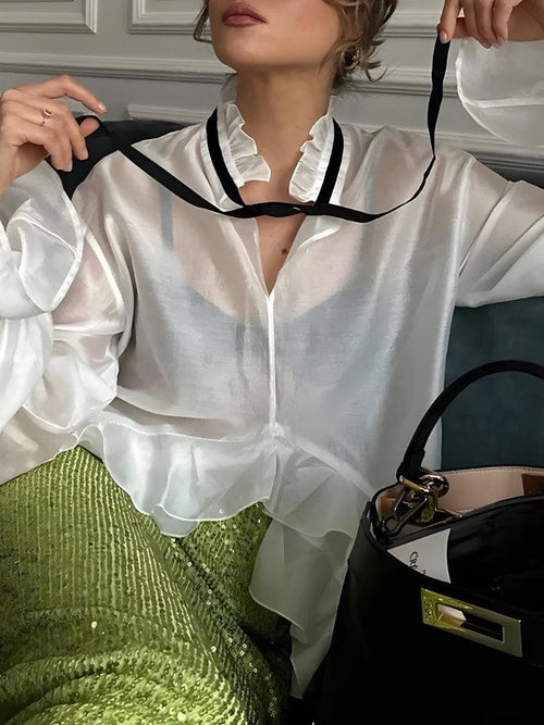 Litlookz Studio Ruffled Sheer Blouse