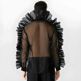 Litlookz Studio Ruffled Sleeve Sheer Shirt, view 2