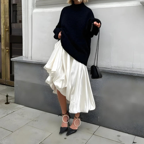 Litlookz Studio Satin Bubble Midi Skirt