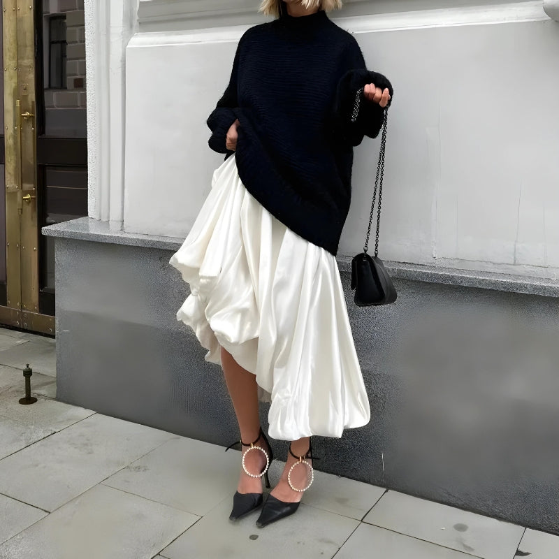 Litlookz Studio Satin Bubble Midi Skirt