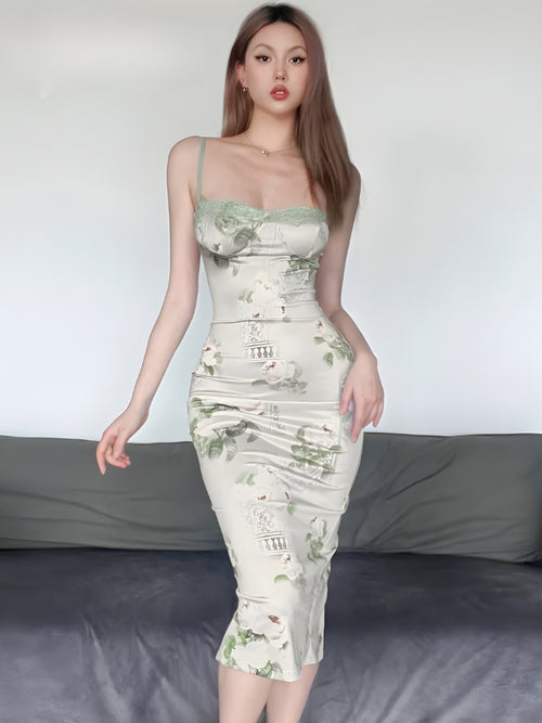 Litlookz Studio Satin Floral Midi Dress