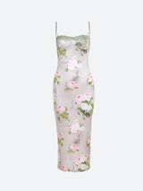 Litlookz Studio Satin Floral Midi Dress, view 4