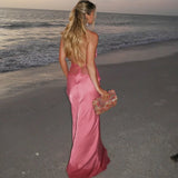 Litlookz Studio Satin Halter Neck Maxi Dress, view 2