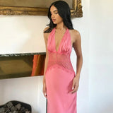 Litlookz Studio Satin Halter Neck Maxi Dress, view 3